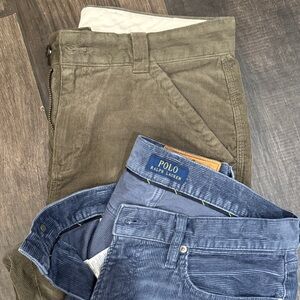 1 pair Brooks Brothers 1Polo by Ralph Lauren Corduroy Pants - Green and Blue